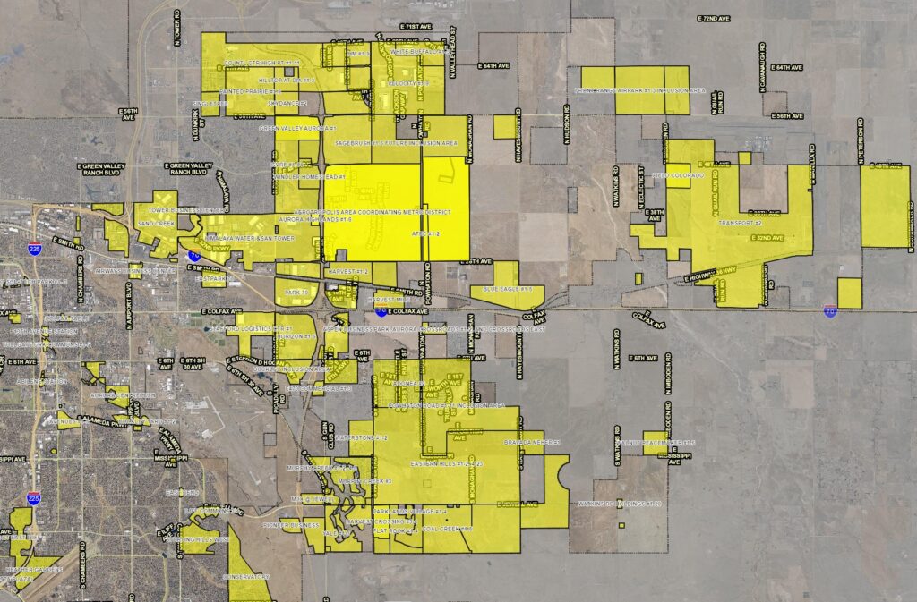 map of Title 32 Districts in the Denver Metro area